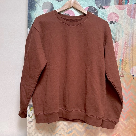 MATE The Label Brown Men's Fleece Crew Neck Sweatshirt Size Medium NWOT - Picture 5 of 10